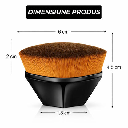 Pensula Machiaj Macvi® pentru Fond de Ten, Ultra Soft, Design Ergonomic, Negru