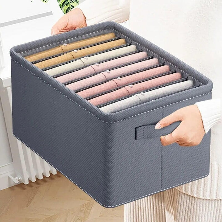 Organizator haine, MACVI, 9 compartimente, pliabil, rigidizat, gri, 44x25x20cm