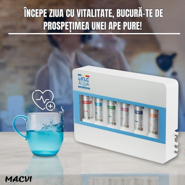 Filtru de apa No.1 Macvi®, statie de ultrafiltrare cu 6 trepte, alcalinizare 0.01 microni, capacitate 8000L, debit 2.5 l/min, montaj chiuveta