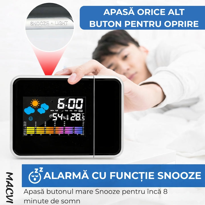Ceas cu Calendar Macvi®, Alarma si Proiector Tip LED DS-8190