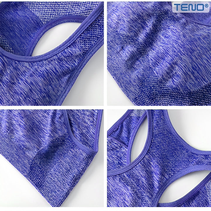Set Costum Fitness Teno, colanti si bustiera, albastru, one size