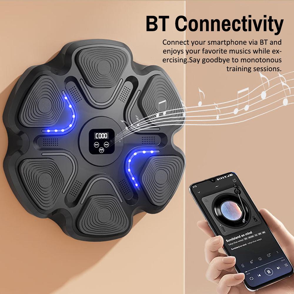 Tinta electronica de box SoSar® muzicala smart cu Bluetooth 10 moduri antrenament mod dublu boxe stereo contor lovituri baterie 1200 mAh din ABS si PP