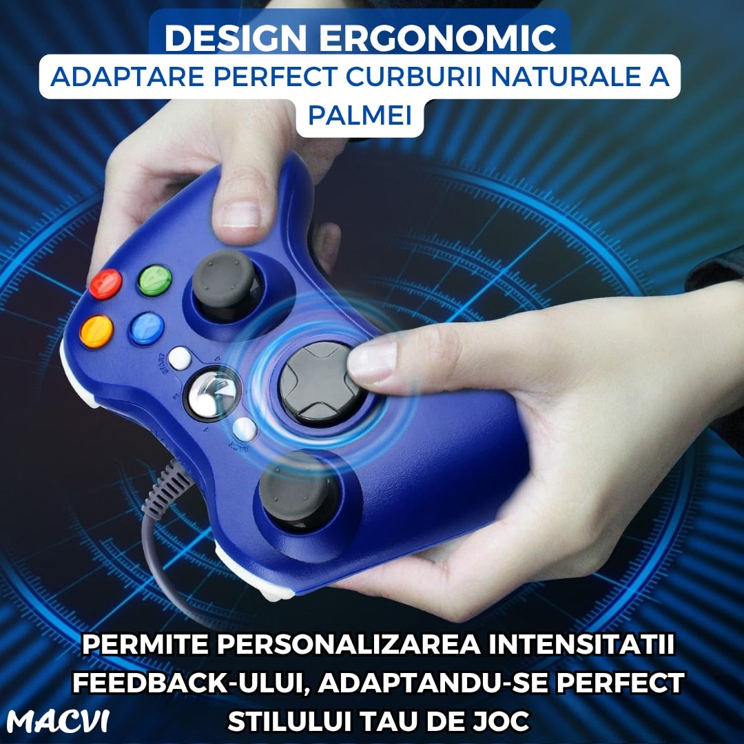 Controller Dual Shock Macvi® pentru PC si Xbox 360 cu stick-uri analog vibratii realiste dualpad 8 directii conectare USB cablu 2, 5 m