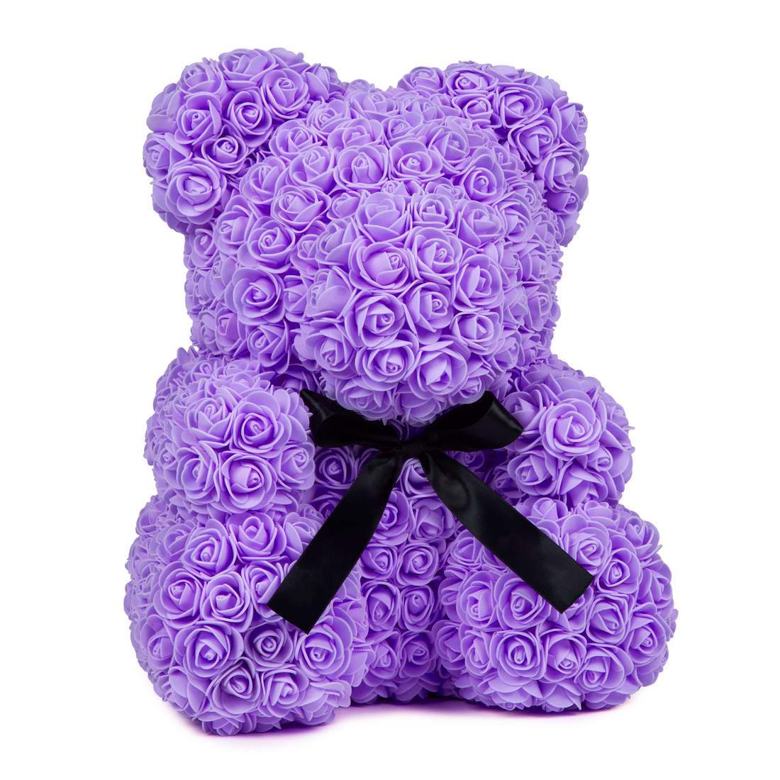 Ursulet din Trandafiri Macvi® Mov 60 cm Cadou Romantic Ambalat in Cutie