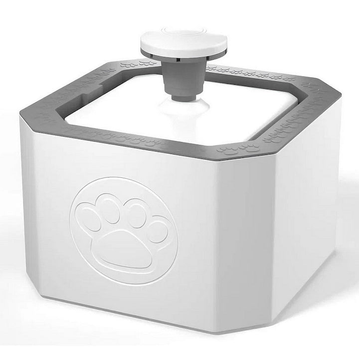 Dispenser de Apa Tip Fantana Teno®, ultra-silentios, pentru caini si pisici, filtru de carbon inclus, usor de utilizat, elimina bacteriile din apa, alimentare USB, desgin modern, alb