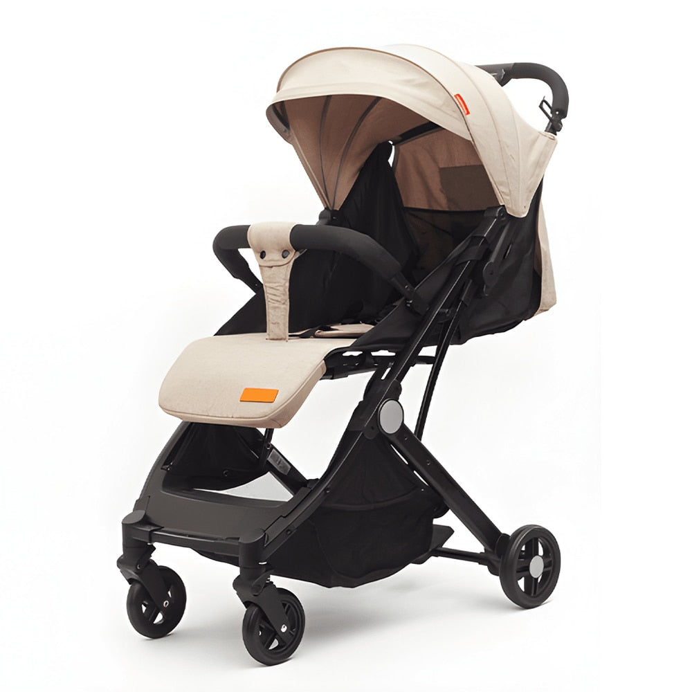 Carucior Sport pentru Bebelusi Teno®, pliabil, usor de carat, sezut reglabil, spatios, cosulet dorsal, copertina retractabila, greutate maxima suportata 25 kg, bej