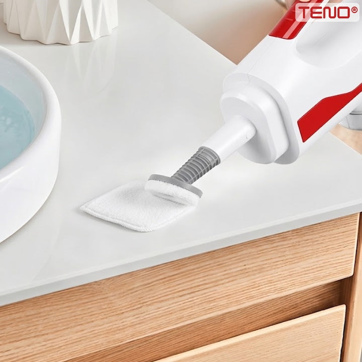 Aparat de Curat cu Abur Teno®, incalzire imediata, capacitate mare, presiune ridicata, temperatura 100-140°, accesorii incluse, alb/rosu