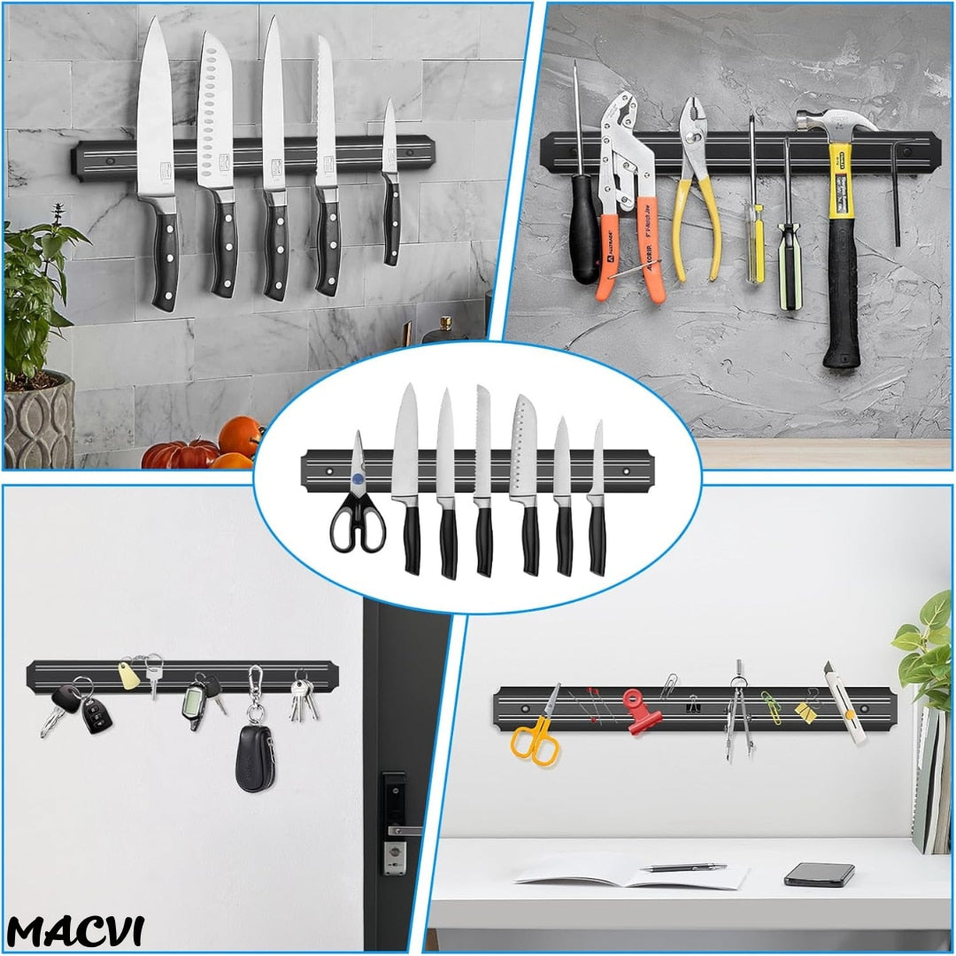 Suport magnetic pentru bucatarie, MACVI, 55x5cm, inox, argintiu