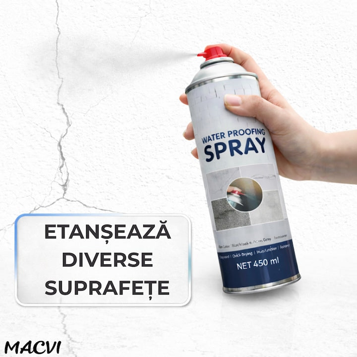 Spray Etansare Macvi® 450ml Hidroizolatie Rapida, Impermeabilizare Crapaturi, Protectie de Lunga Durata, Alb
