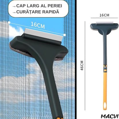 Racleta Macvi®, cauciuc, 46 x 15 cm, negru/galben, pentru curatarea rapida a sticlei si placilor