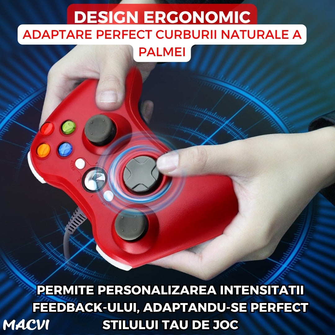 Controller Dual Shock Macvi® pentru PC si Xbox 360 cu stick-uri analog vibratii realiste dualpad 8 directii conectare USB cablu 2, 5 m