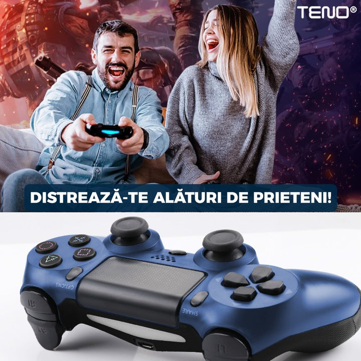 Controller Wireless DoubleShock Teno®, compatibil cu PS4, joystick-uri analog, vibratie dubla, baterie performanta, albastru