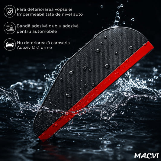 Set deflectoare oglinzi auto Macvi, fibra de carbon, negru, 185mm