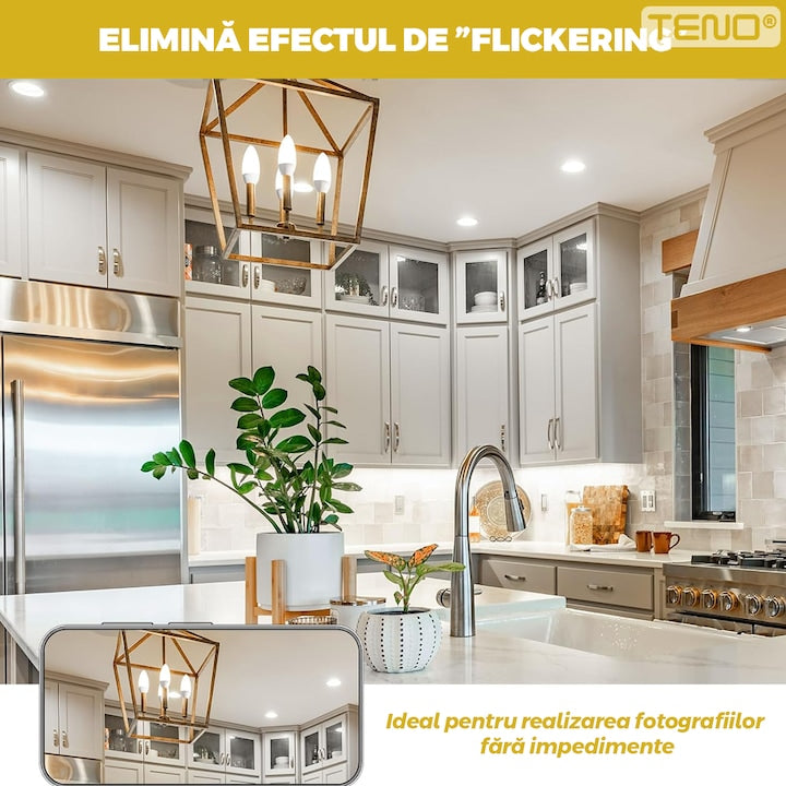 Bec LED E27 Teno®, durata de viata de 20.000 de ore, temperatura culoare 2700K, 7W, 630 lm, tensiune alimentare 220-240V, alb cald