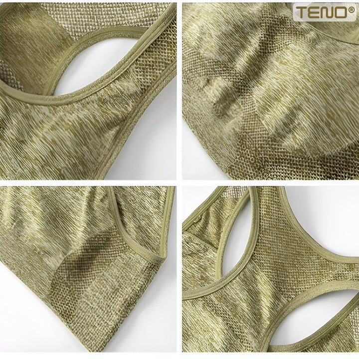 Set Costum Fitness din 2 Piese Teno®, colanti si bustiera, material respirabil, uscare rapida, elasticitate ridicata, one-size, galben