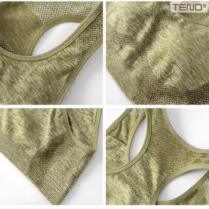 Set Costum Fitness din 2 Piese Teno®, colanti si bustiera, material respirabil, uscare rapida, elasticitate ridicata, one-size, galben
