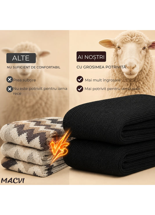 Set sosete termice Macvi, unisex, 2 perechi, negre, 80% poliester, 20% elastan, marime universala