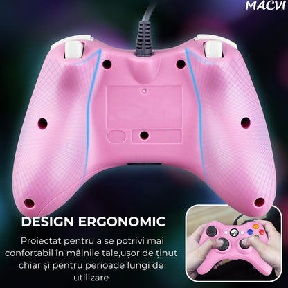 Controller Dual Shock Macvi® pentru PC si Xbox 360 cu stick-uri analog vibratii realiste dualpad 8 directii conectare USB cablu 2, 5 m