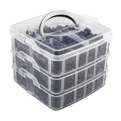 Set Cleme Auto 620 Piese Macvi, 16 Tipuri, Plastic Rezistent, Cutie Organizare