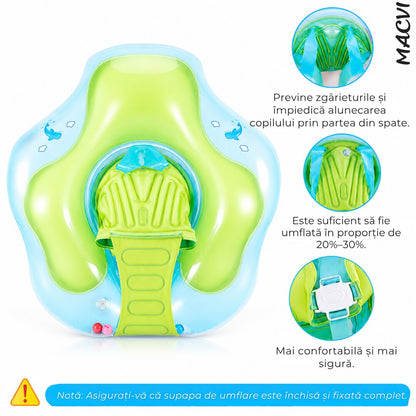 Colac Inot Bebelusi Macvi® Marime L Ajustabil cu Suport Siguranta PVC Confortabil Albastru Verde