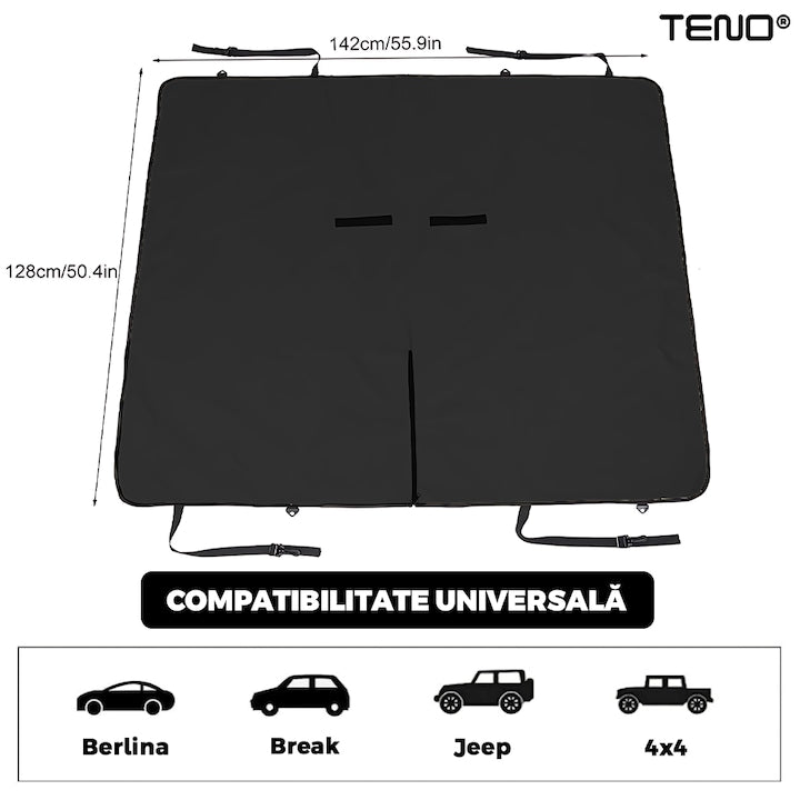Husa Auto Protectie si Transport Animale Teno®, anti-zgarieturi, waterproof, impermeabila, accesoriu inclus, materiale rezistente, fermoar, negru