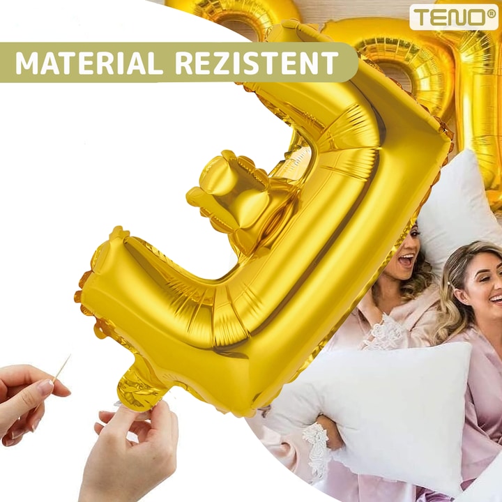Balon in Forma de Litera E Teno®, metalizat, pentru Petreceri/Aniversari/Evenimente, rezistent, folie, gold, 40 cm