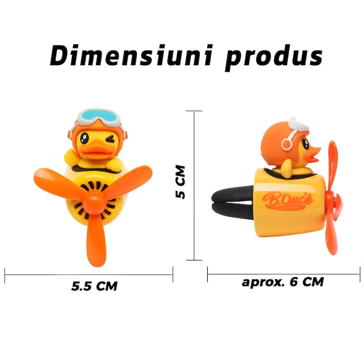Difuzor Auto Aromaterapie Teno® car pilot yellow duck, kit odorizant, 2 arome cu extracte naturale incluse