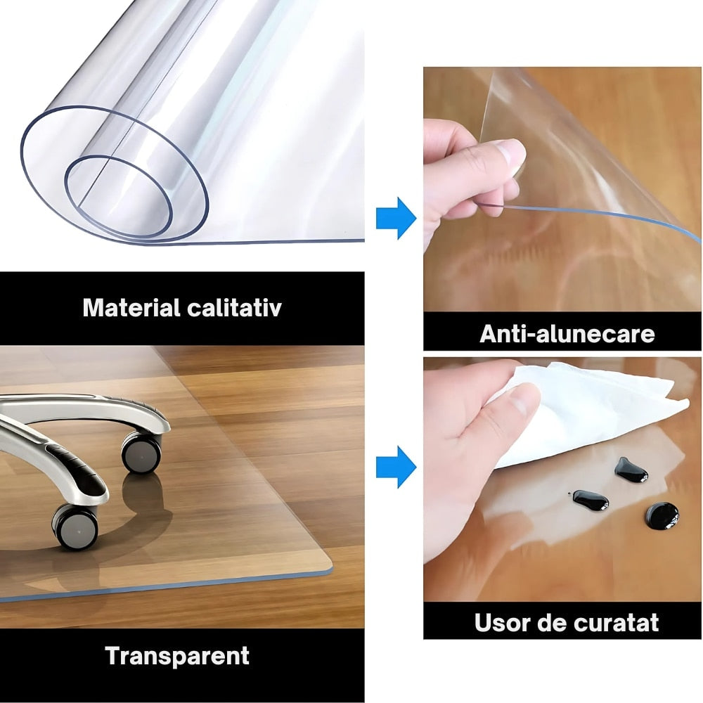 Covoras Protectie Pardoseala Macvi® 90x120 cm Transparent Antialunecare pentru Birou