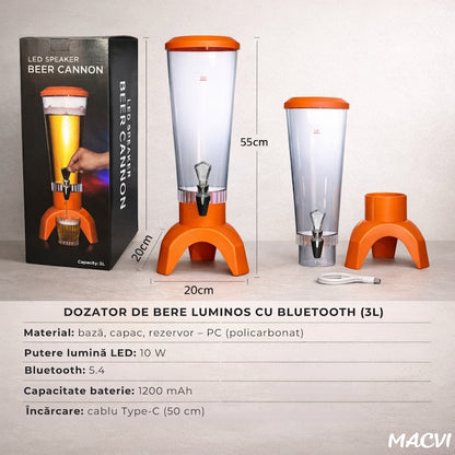 Decantor Macvi® sticla 3 litri cu LED decorativ si boxa Bluetooth integrata decantor modern pentru petreceri seri relaxante si cadou