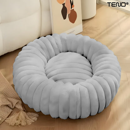 Pat Teno pentru animale, moale si pufos, gri, diametru 90cm