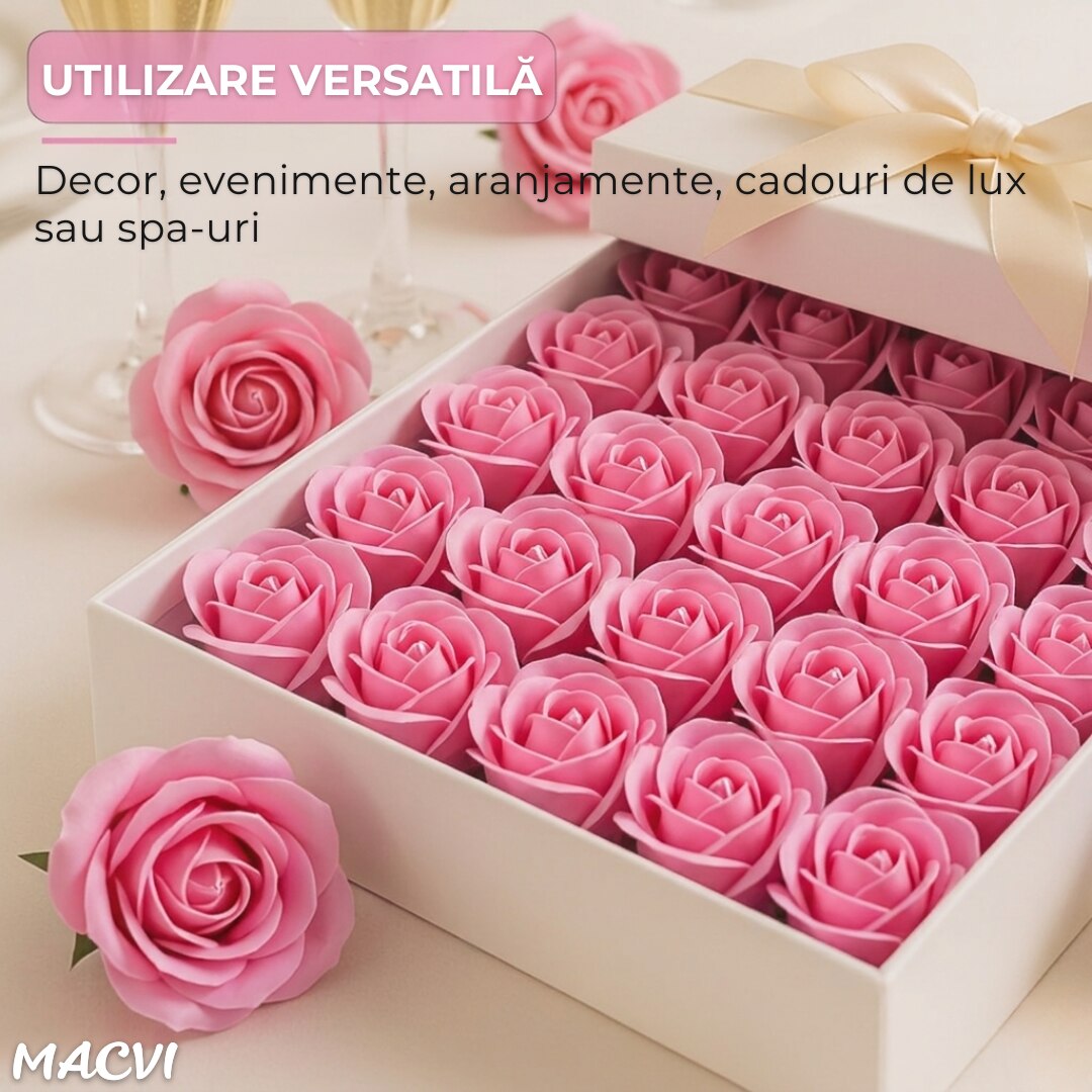 Set 50 trandafiri din sapun, 5x5 cm, calitate premium, decor si cadou elegant, Roz pal