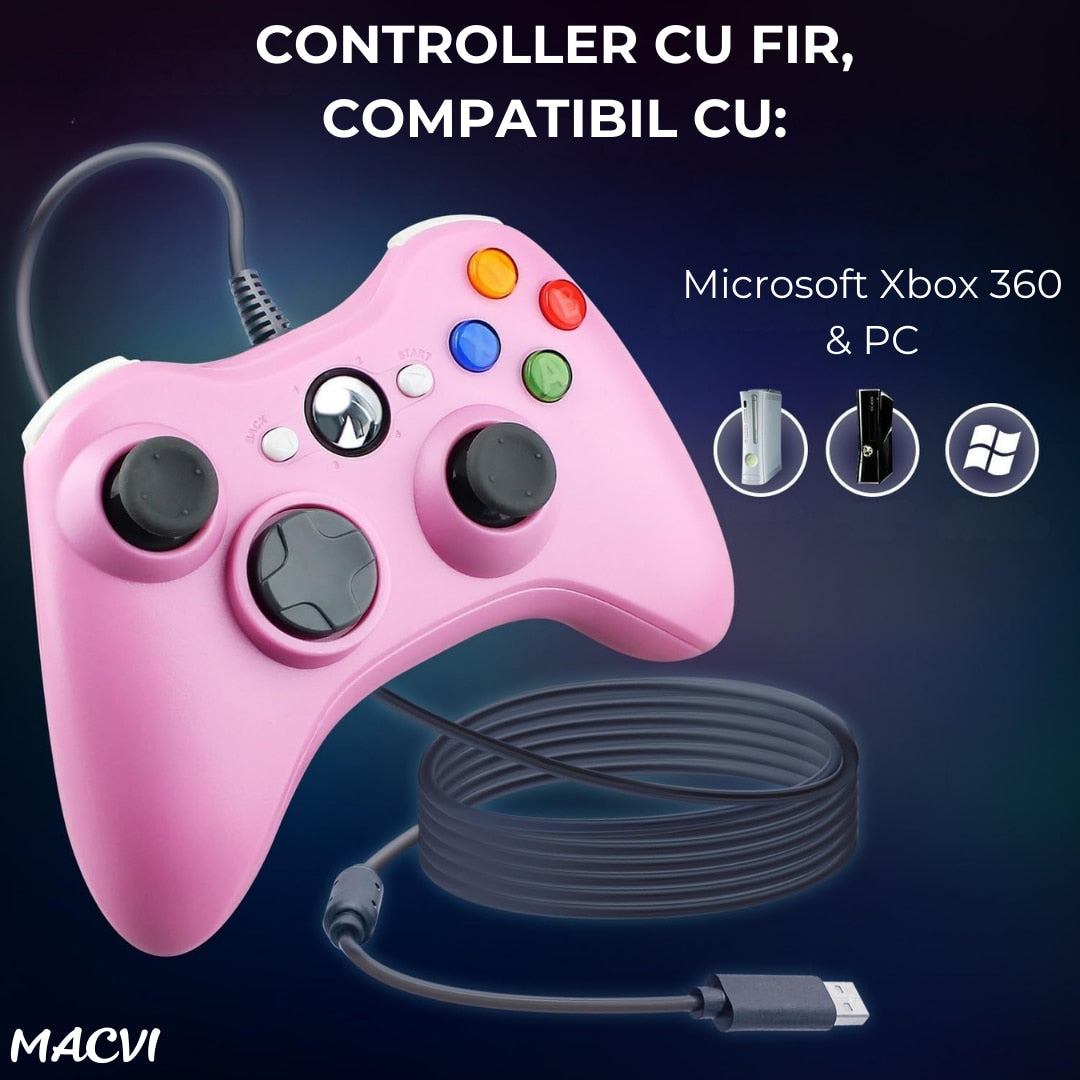 Controller Dual Shock Macvi® pentru PC si Xbox 360 cu stick-uri analog vibratii realiste dualpad 8 directii conectare USB cablu 2, 5 m