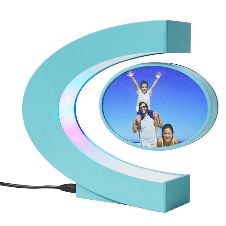 Rama Foto Plutitoare MACVI C Shape, LED Multicolor, Negru, 18x17x8.5cm