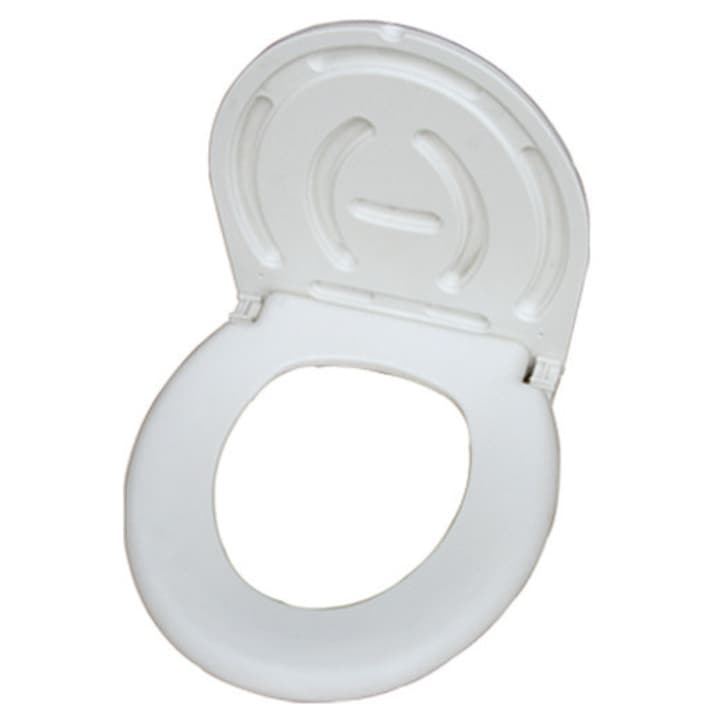 Colac WC Macvi, cu capac, plastic PP, ergonomic, alb, 33x42cm