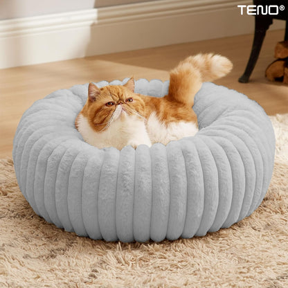 Pat Teno pentru animale, moale si pufos, gri, diametru 90cm