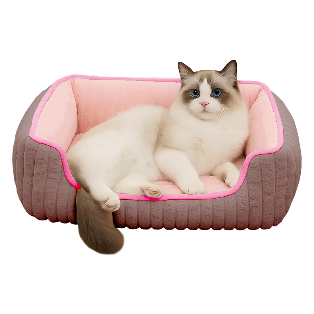 Pat pentru animale Teno, dreptunghiular, captusit, roz, marimea S