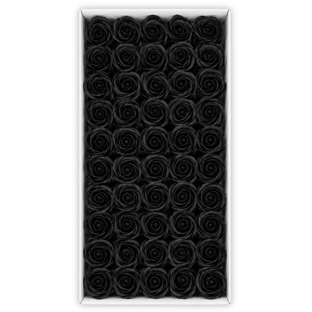 Set 50 trandafiri din sapun, 5x5 cm, calitate premium, decor si cadou elegant, Negru
