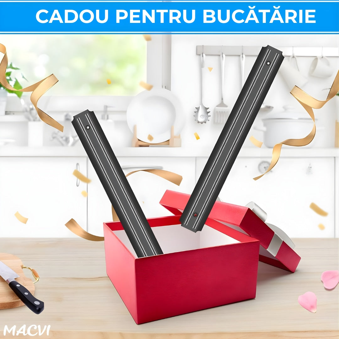 Suport magnetic pentru bucatarie, MACVI, 55x5cm, inox, argintiu