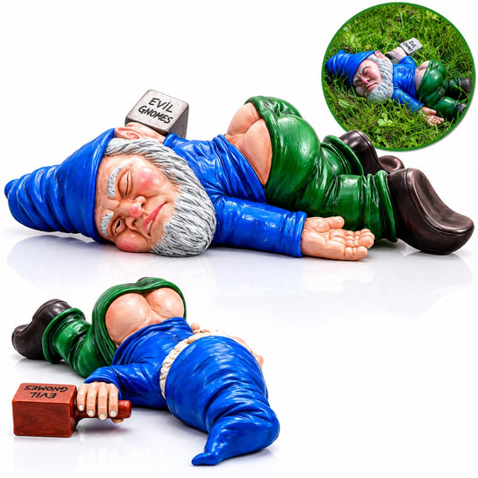 Statueta Decorativa Gradina Macvi® Gnom Beat din Rasina Multicolor 15 cm Ornament Exterior Interior Rezistent la Intemperii