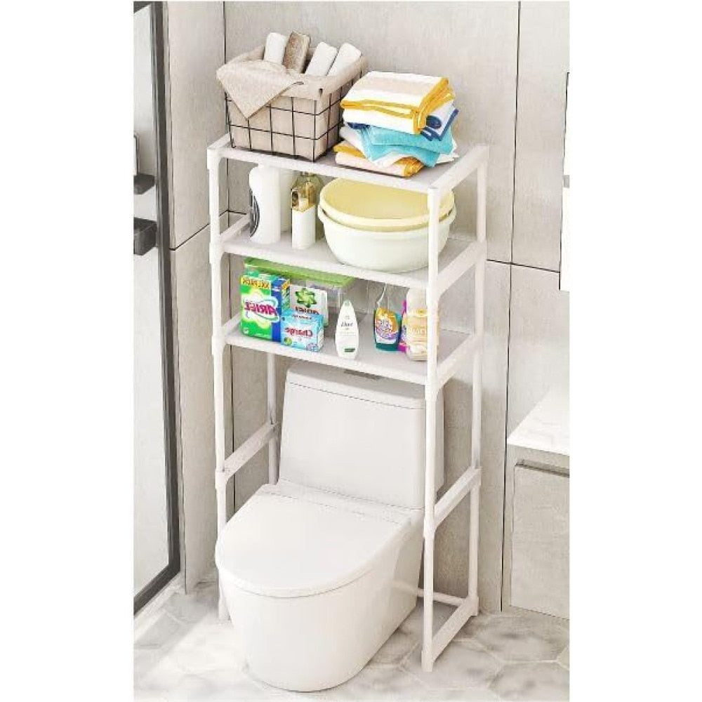 Raft modular Macvi® cu 3 polite pentru deasupra masinii de spalat, 63.5 x 30 x 154 cm, suport depozitare spatiu redus, Alb
