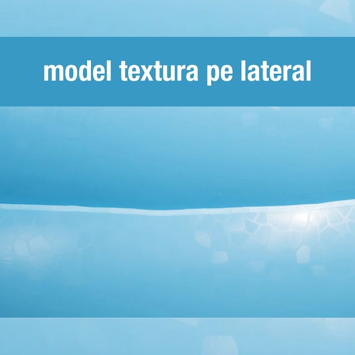 Piscina gonflabila familiala Macvi® 201 x 150 x 51 cm, 2 inele gonflabile, capacitate 450 L, PVC rezistent, pentru copii si adulti, curte, gradina si terasa, alb/albastru