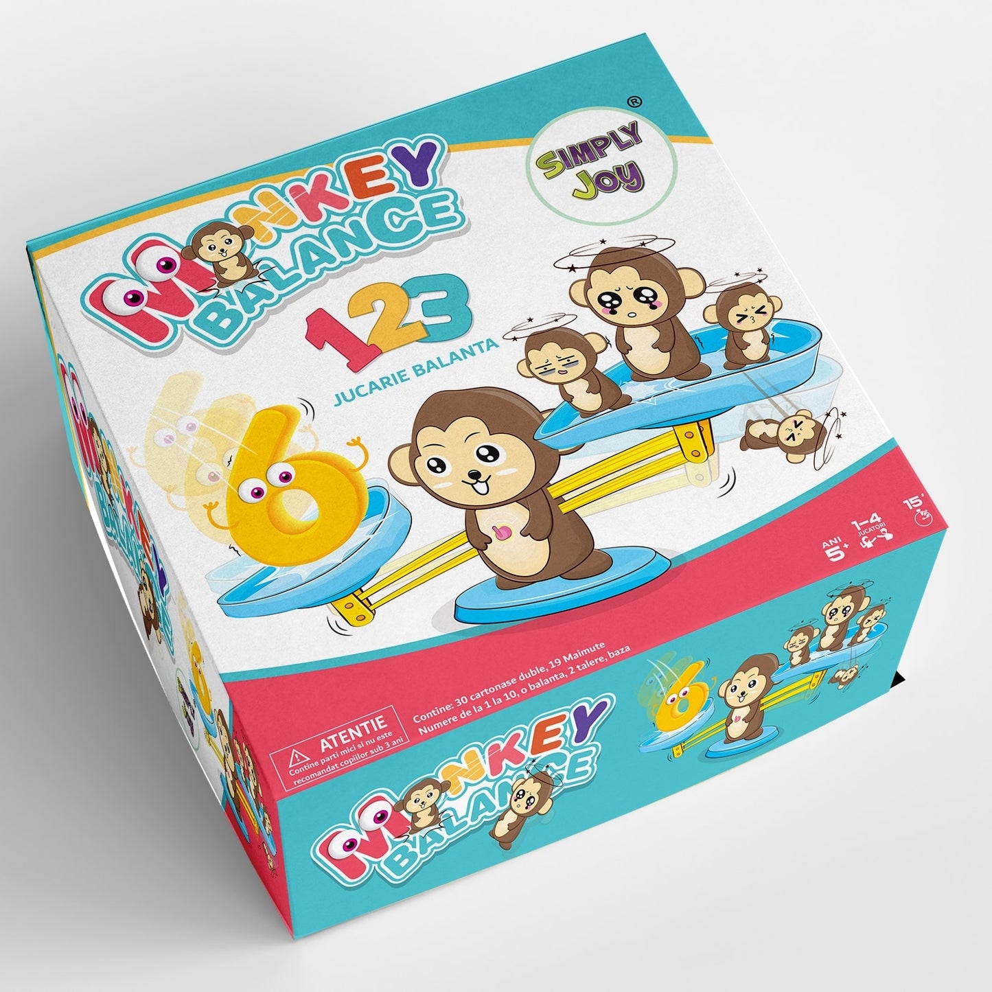 Jucarie Educativa Macvi® Maimuta Balanta STEM cu 65 Piese Joc Matematica si Numere Copii