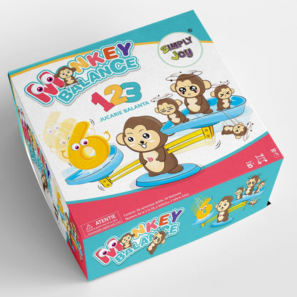 Jucarie Educativa Macvi® Maimuta Balanta STEM cu 65 Piese Joc Matematica si Numere Copii