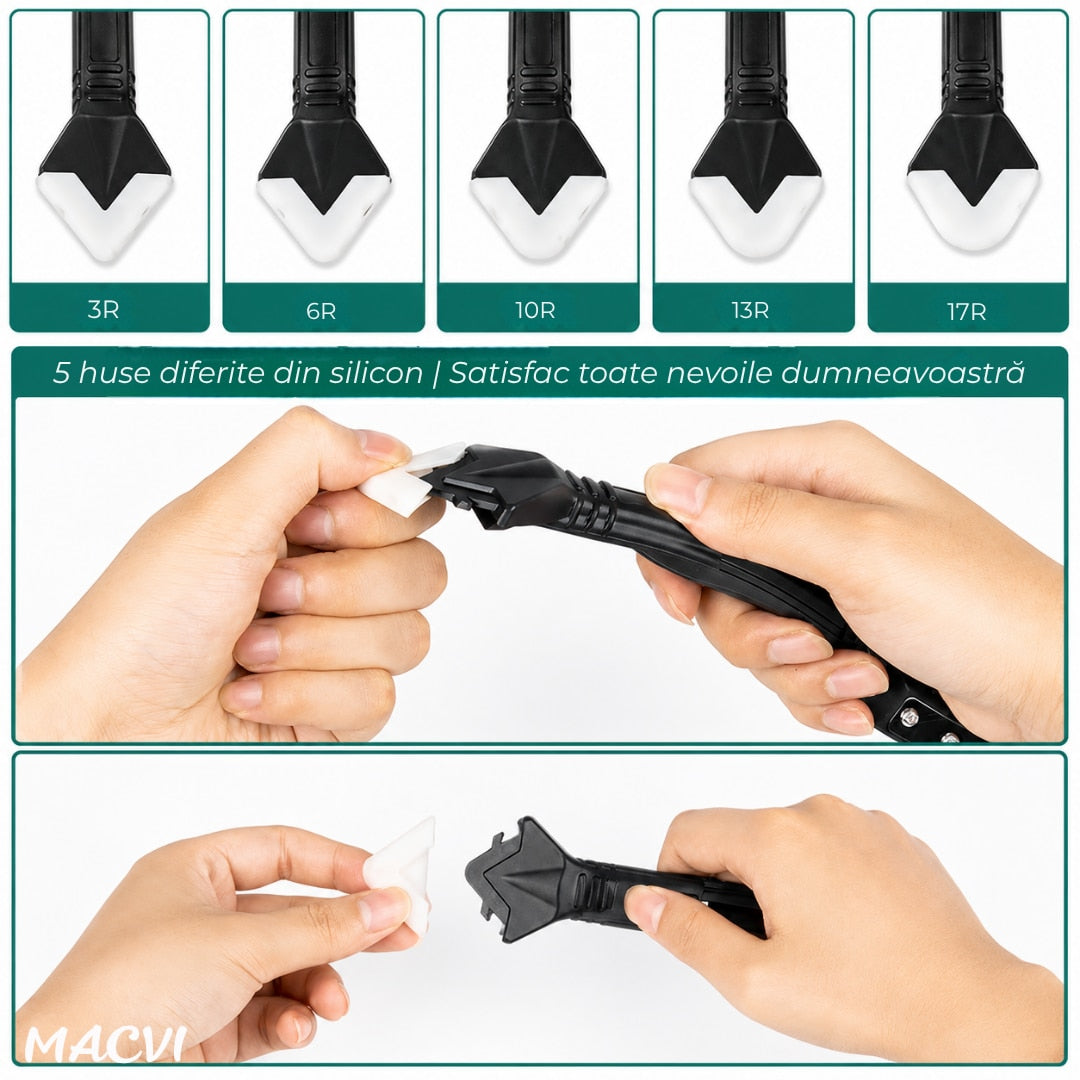Racleta multifunctionala MACVI, plastic, negru, 19x4.5cm