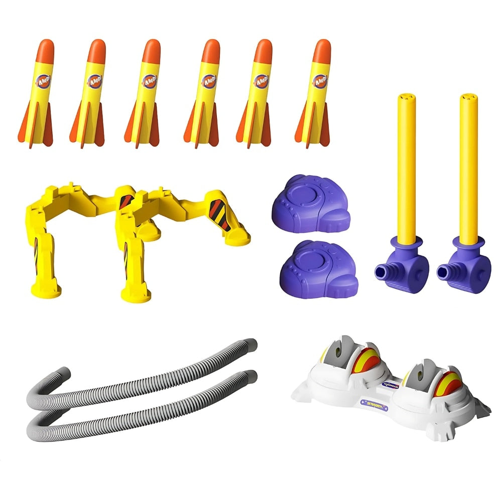 Set Lansator Rachete Macvi® cu 6 Proiectile Luminoase Joc Exterior Copii 4 Ani+