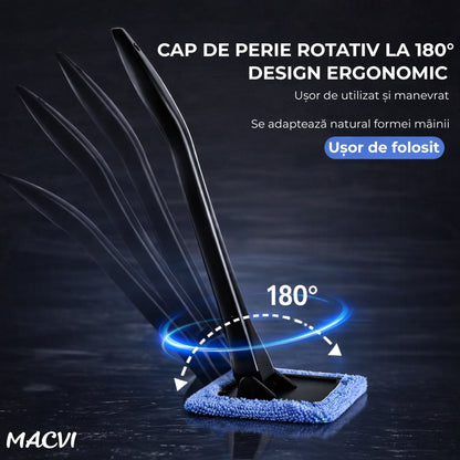 Instrument curatare geamuri auto MACVI, maner ergonomic, laveta microfibra reutilizabila, plastic PP, 34cm