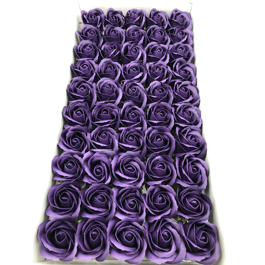 Set 50 trandafiri din sapun, 5x5 cm, calitate premium, decor si cadou elegant, Visiniu inchis