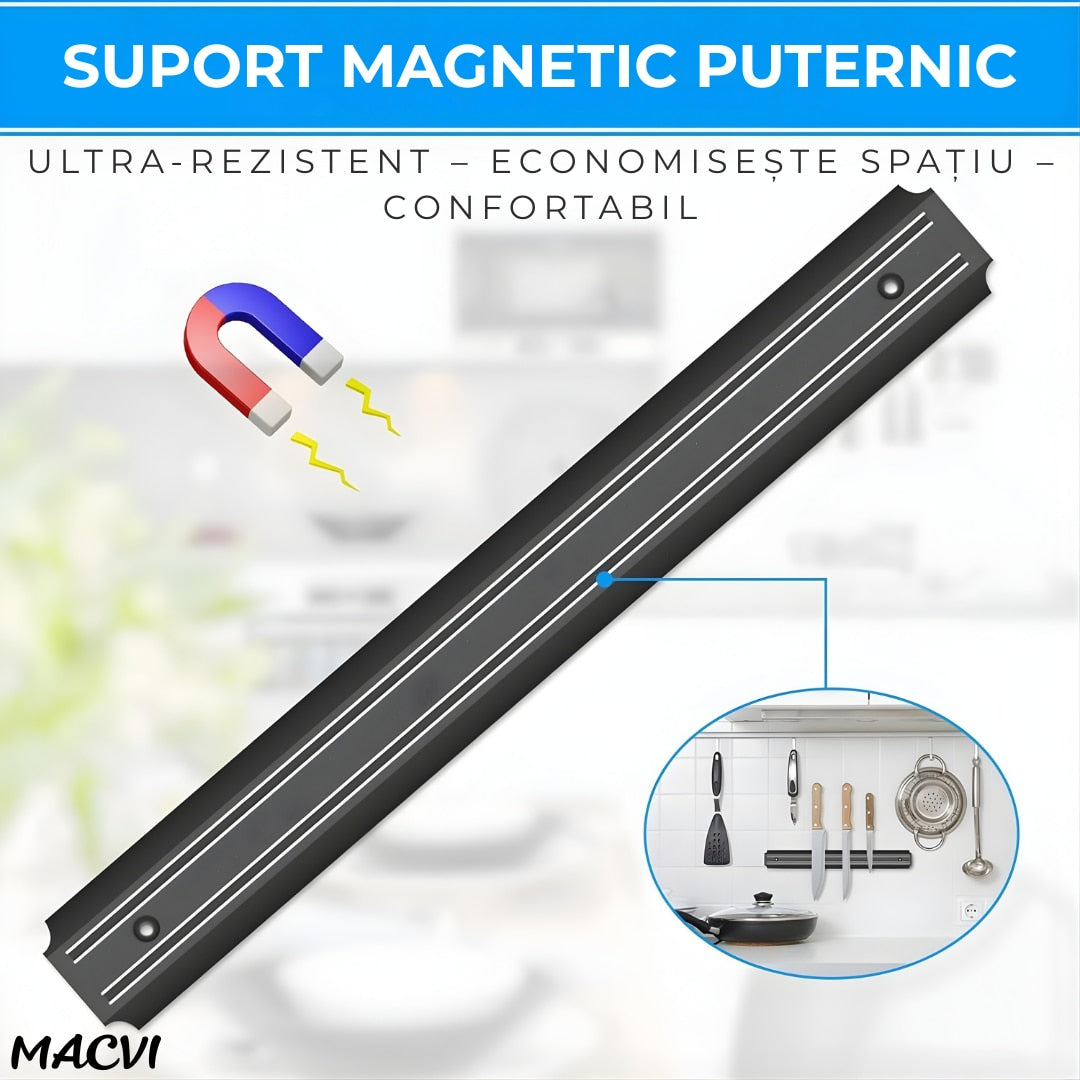 Suport magnetic pentru bucatarie, MACVI, 55x5cm, inox, argintiu