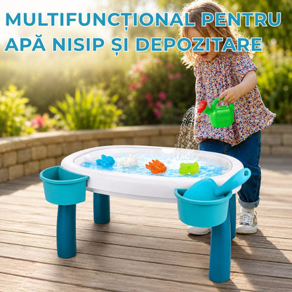 Masuta Joaca Nisip si Apa Macvi® pentru Copii cu Accesorii Masa Activitati Exterior Educativa Senzoriala