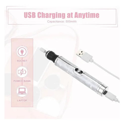 Set profesional electric pentru ingrijirea unghiilor Macvi® reincarcabil USB 20000 RPM, Baterie 500 mAhcu freze pentru manichiura si pedichiura